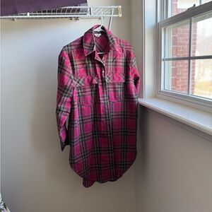 Entro oversized Pink plaid flannel shirt